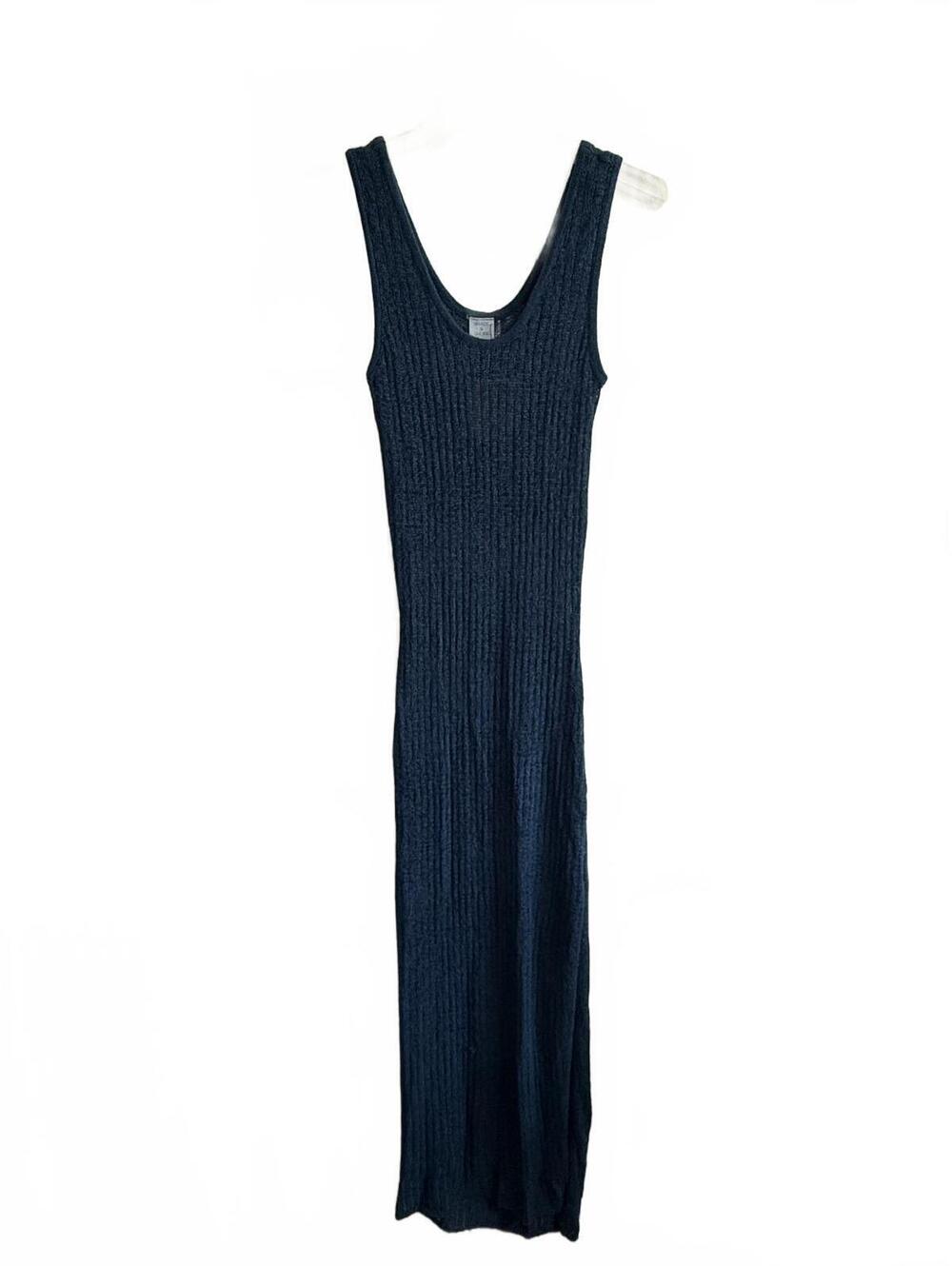 Shade & Shore Ribbed Navy Sleeveless Maxi Dress – Scoop Neck,Size M NWT
